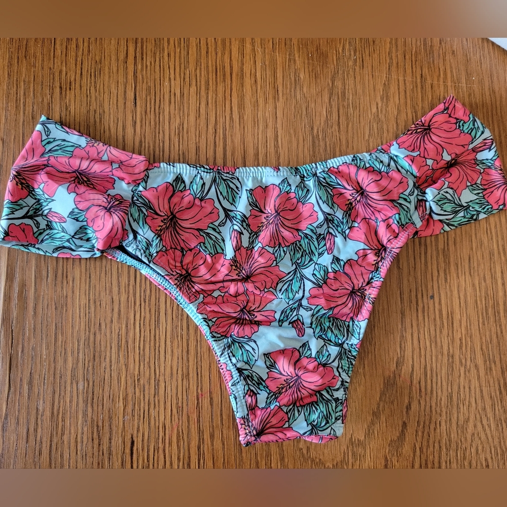 Tropical floral cheeky bikini bottom - Sz Large